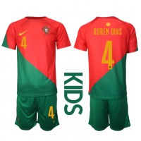 Dječji Nogometni Dres Portugal Ruben Dias #4 Domaci SP 2022 Kratak Rukav (+ Kratke hlače)